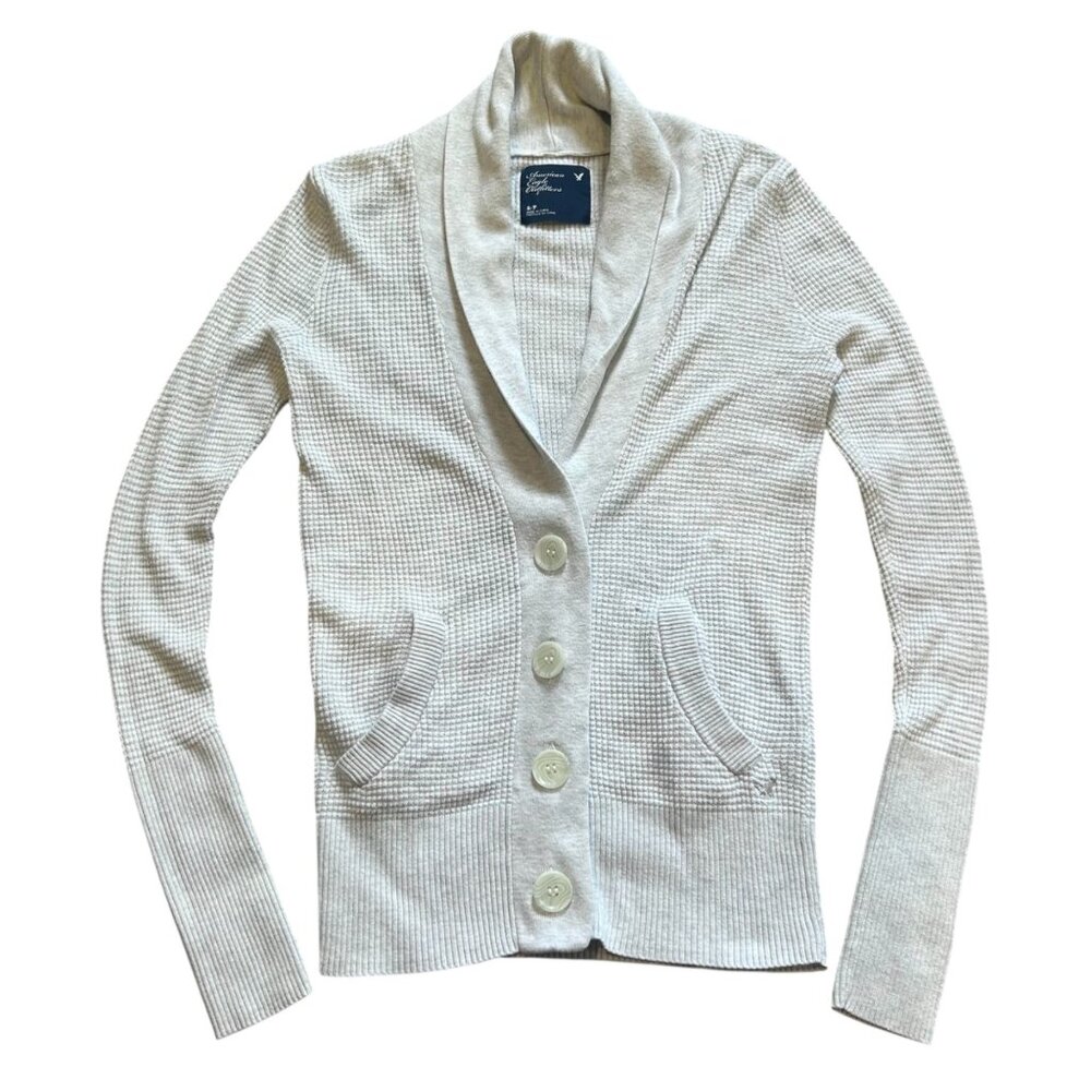 American Eagle Waffle Knit Sz Small Shawl Collar Cardigan Indie Sleaze Tumblr